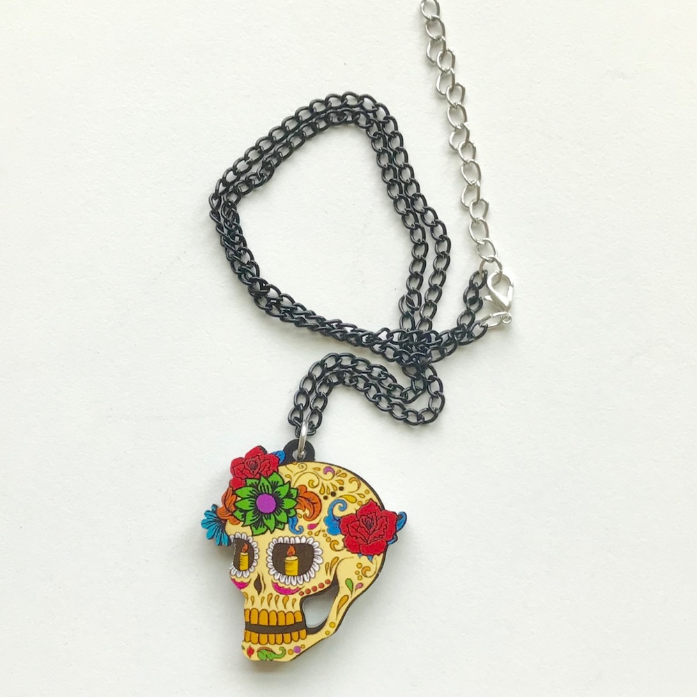Halloween Day of the Dead Skull Necklace